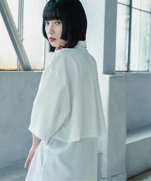 Ellno Loset（エルノロゼット）の「バックヨークシャツ/SS（シャツ/ブラウス・メンズ・ブラック/オフホワイト・MEDIUM/LARGE）」の3枚目の写真