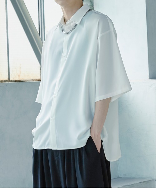 Ellno Loset（エルノロゼット）の「バックヨークシャツ/SS（シャツ/ブラウス・メンズ・ブラック/オフホワイト・MEDIUM/LARGE）」の7枚目の写真