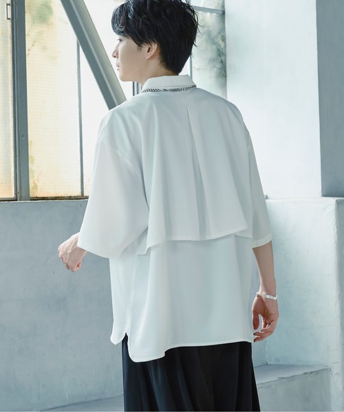 Ellno Loset（エルノロゼット）の「バックヨークシャツ/SS（シャツ/ブラウス・メンズ・ブラック/オフホワイト・MEDIUM/LARGE）」の8枚目の写真