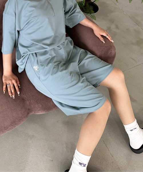 PairPair(ペアペア)の「ハーフパンツ/セットアップ対応(ユニセックス)(ルームウェア/パジャマ・メンズ・ライトブルー/ライトグリーン/ブラック系その他/グリーン系その他/ブルー系その他/スミクロ・MEDIUM/LARGE)」の5枚目の写真
