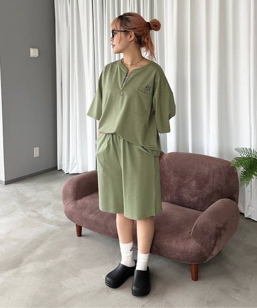 PairPair(ペアペア)の「ハーフパンツ/セットアップ対応(ユニセックス)(ルームウェア/パジャマ・メンズ・ライトブルー/ライトグリーン/ブラック系その他/グリーン系その他/ブルー系その他/スミクロ・MEDIUM/LARGE)」の22枚目の写真