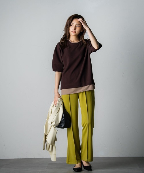 socolla(ソコラ)の「【socolla】セミフレアストレッチカラーパンツ≪洗濯機で洗える≫(スラックス・レディース・パープル/レッド/ピンク/イエロー/ブルー/パープル系その他/ピンク系その他/グリーン系その他・S/M/L)」の14枚目の写真