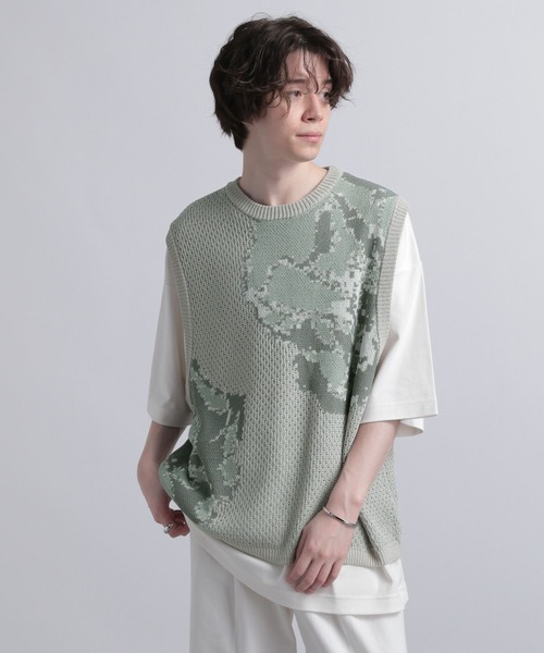HARE（ハレ）の「フラワーモチーフニットベスト(HARE)（ニット