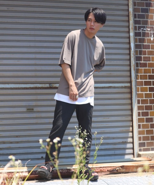 Bling Leads(ブリングリーズ)の「/Bling leads/梨地 オーバーサイズクルーネックTシャツ(Tシャツ/カットソー・メンズ・ホワイト/チャコールグレー/ライトグレー/ブラック/グレイッシュベージュ・LARGE/MEDIUM)」の19枚目の写真