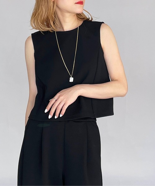 PICCIN（ピッチン）の「襟パールダンボールニットブラウス（セットアップ可能）（シャツ/ブラウス・レディース・ブラック/オフホワイト・M）」の16枚目の写真