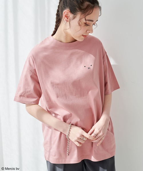 Miffy（ ミッフィー）の「【miffy/ミッフィー】ミッフィー刺繍Tシャツ（Tシャツ/カットソー・レディース・オフホワイト/ネイビー/クリーム/チャコールグレー/スカイブルー/杢グレー/ピンク/グレー/ホワイト・M/L/LL/3L）」の14枚目の写真