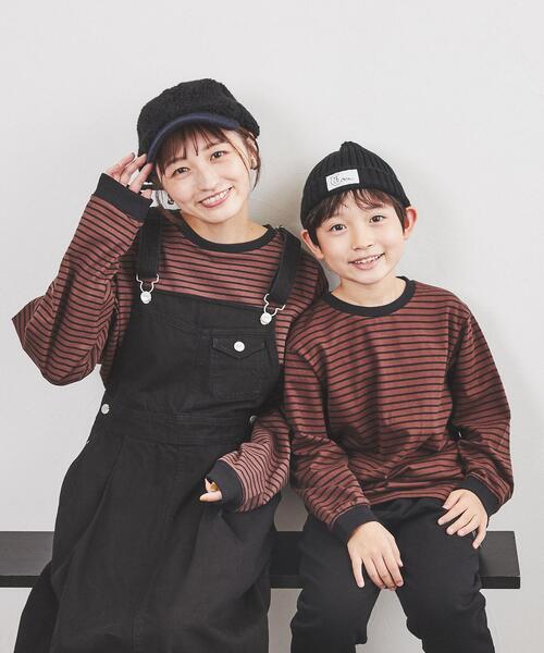 coen（コーエン）の「レトロボーダーリンガーTシャツ（Tシャツ/カットソー・キッズ・ブラック/ブラウン/ナチュラル・100/110/120/130/140/150）」の4枚目の写真