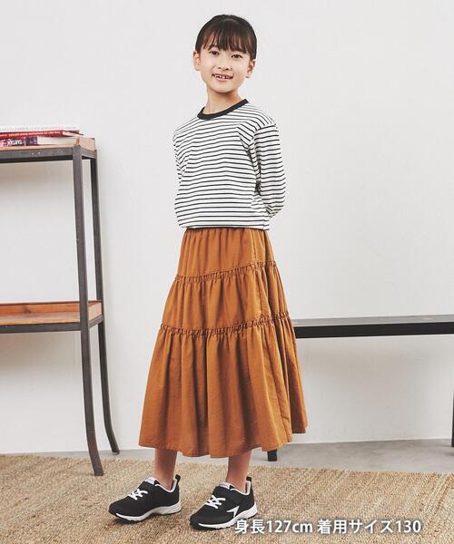 coen（コーエン）の「レトロボーダーリンガーTシャツ（Tシャツ/カットソー・キッズ・ブラック/ブラウン/ナチュラル・100/110/120/130/140/150）」の6枚目の写真