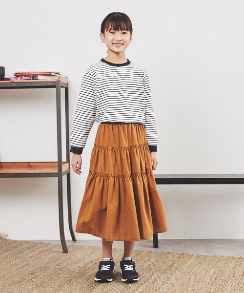 coen（コーエン）の「レトロボーダーリンガーTシャツ（Tシャツ/カットソー・キッズ・ブラック/ブラウン/ナチュラル・100/110/120/130/140/150）」の8枚目の写真