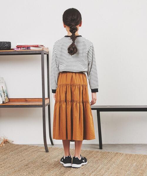 coen（コーエン）の「レトロボーダーリンガーTシャツ（Tシャツ/カットソー・キッズ・ブラック/ブラウン/ナチュラル・100/110/120/130/140/150）」の9枚目の写真