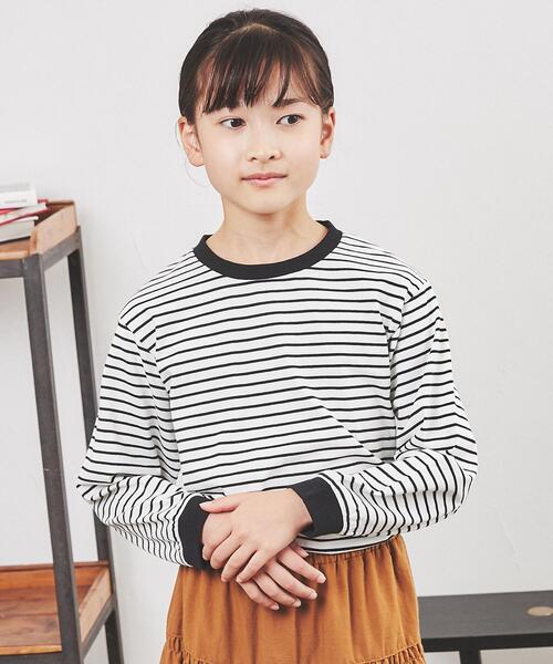 coen（コーエン）の「レトロボーダーリンガーTシャツ（Tシャツ/カットソー・キッズ・ブラック/ブラウン/ナチュラル・100/110/120/130/140/150）」の13枚目の写真