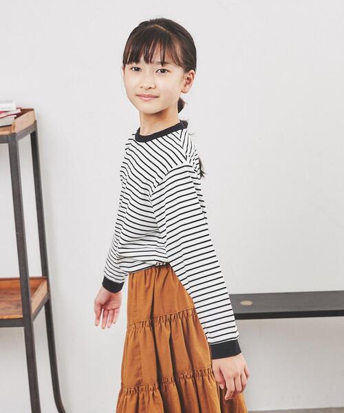 coen（コーエン）の「レトロボーダーリンガーTシャツ（Tシャツ/カットソー・キッズ・ブラック/ブラウン/ナチュラル・100/110/120/130/140/150）」の14枚目の写真
