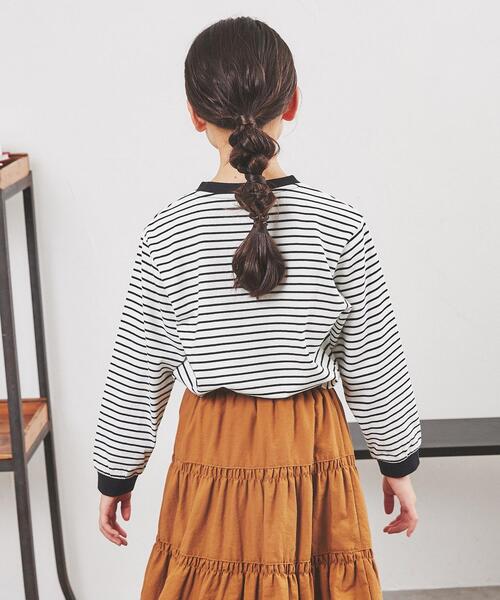 coen（コーエン）の「レトロボーダーリンガーTシャツ（Tシャツ/カットソー・キッズ・ブラック/ブラウン/ナチュラル・100/110/120/130/140/150）」の15枚目の写真