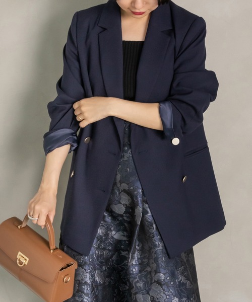 RANDA（ランダ）の「ウールMIXダブルブレストジャケット（テーラードジャケット・レディース・ブラウン/ベージュ/ネイビー・0/1）」の3枚目の写真