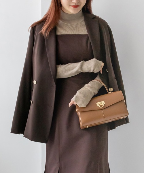 RANDA（ランダ）の「ウールMIXダブルブレストジャケット（テーラードジャケット・レディース・ブラウン/ベージュ/ネイビー・0/1）」の2枚目の写真