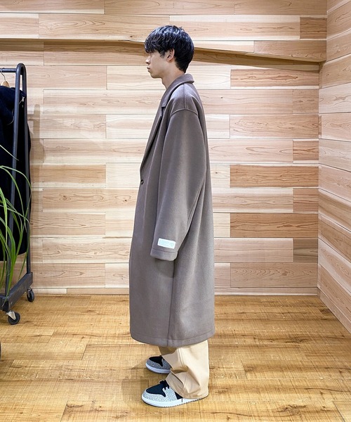 SUPERTHANKS（スーパーサンクス）の「SUPERTHANKS スーパーサンクス / メルトン 無地 オーバーサイズ ロング ビッグシルエット チェスターコート（ユニセックス） / ST223JK004（チェスターコート・メンズ・ブラック/グレイッシュベージュ・SMALL/MEDIUM）」の20枚目の写真