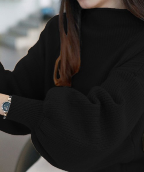 gossip！ロサンゼルス（ゴシップロサンゼルス）の「ハイネックボリュームスリーブニット（ニット/セーター・レディース・ホワイト/ブラック/グレー/レッド・FREE）」の2枚目の写真
