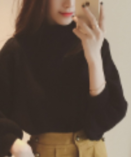 gossip！ロサンゼルス（ゴシップロサンゼルス）の「ハイネックボリュームスリーブニット（ニット/セーター・レディース・ホワイト/ブラック/グレー/レッド・FREE）」の8枚目の写真