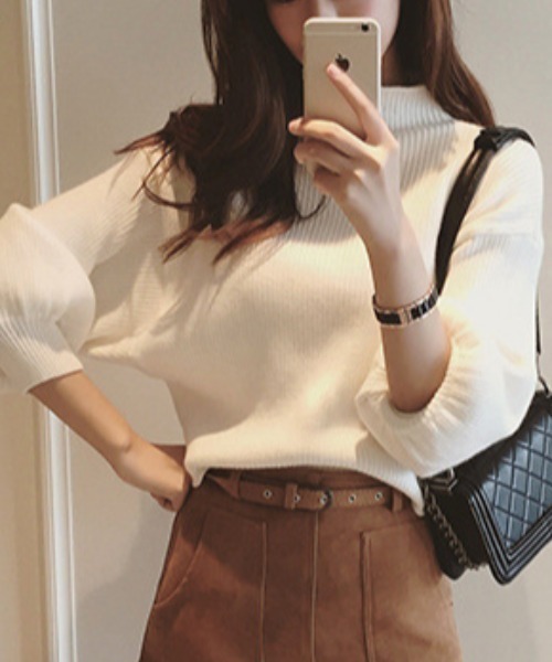 gossip！ロサンゼルス（ゴシップロサンゼルス）の「ハイネックボリュームスリーブニット（ニット/セーター・レディース・ホワイト/ブラック/グレー/レッド・FREE）」の13枚目の写真