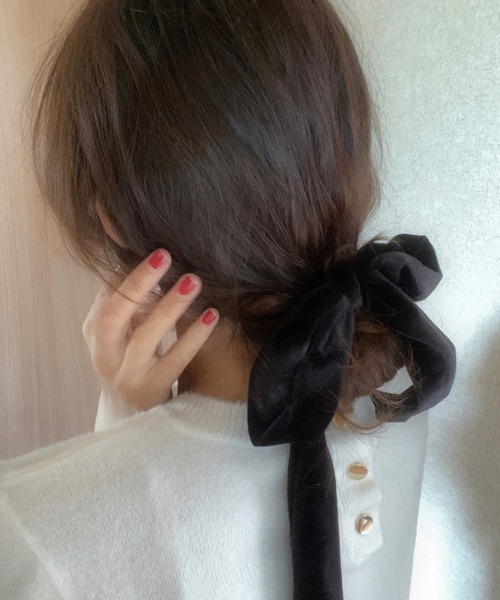 LAUIR（ラウアー）の「リボンヘアゴム（ヘアゴム・レディース・ブラック・FREE）」の2枚目の写真