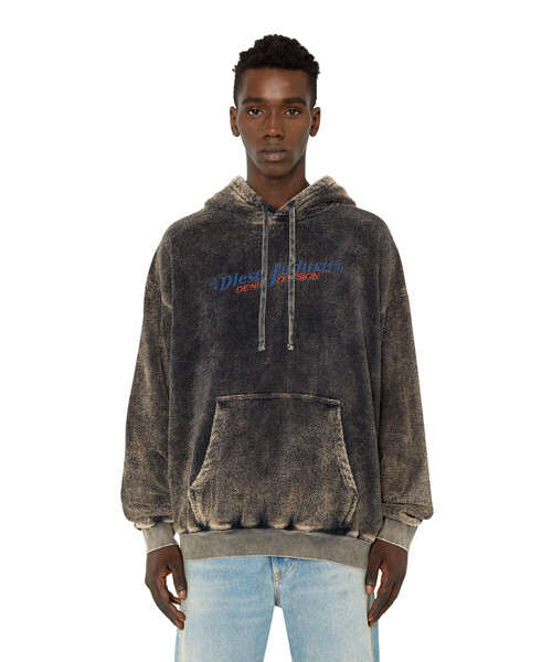 DIESEL（ディーゼル）の「メンズ スウェット パーカー テディー素材（パーカー・メンズ・ブラック/オフホワイト・X-LARGE/X-SMALL/LARGE/MEDIUM/SMALL/XXX-LARGE/XX-LARGE）」の6枚目の写真