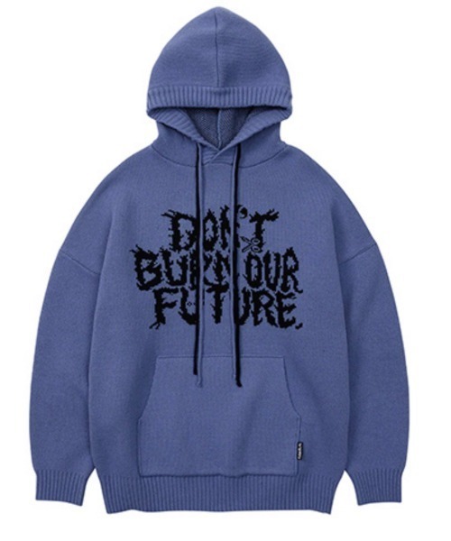 AJOBYAJO（アジョバイアジョ）の「【AJOBYAJO/アジョバイアジョ】Oversized (19) Slogan Wool Knit Hoodie /オーバーサイズ ニット セーター（ニット/セーター・メンズ・スカイブルー/ブラック/ネイビー/アイボリー/ミント/ライラック/バーガンディー・L/XL/M）」の7枚目の写真