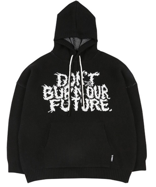 AJOBYAJO（アジョバイアジョ）の「【AJOBYAJO/アジョバイアジョ】Oversized (19) Slogan Wool Knit Hoodie /オーバーサイズ ニット セーター（ニット/セーター・メンズ・スカイブルー/ブラック/ネイビー/アイボリー/ミント/ライラック/バーガンディー・L/XL/M）」の3枚目の写真