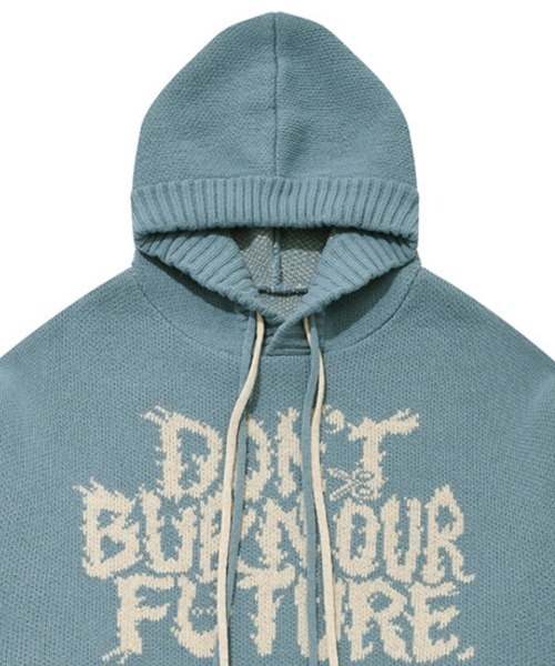 AJOBYAJO（アジョバイアジョ）の「【AJOBYAJO/アジョバイアジョ】Oversized (19) Slogan Wool Knit Hoodie /オーバーサイズ ニット セーター（ニット/セーター・メンズ・スカイブルー/ブラック/ネイビー/アイボリー/ミント/ライラック/バーガンディー・L/XL/M）」の11枚目の写真