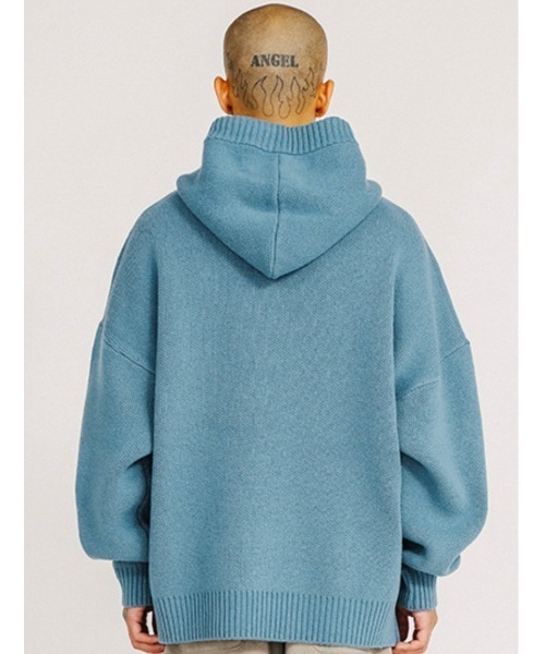 AJOBYAJO（アジョバイアジョ）の「【AJOBYAJO/アジョバイアジョ】Oversized (19) Slogan Wool Knit Hoodie /オーバーサイズ ニット セーター（ニット/セーター・メンズ・スカイブルー/ブラック/ネイビー/アイボリー/ミント/ライラック/バーガンディー・L/XL/M）」の8枚目の写真