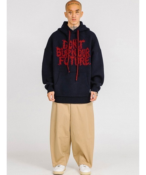 AJOBYAJO（アジョバイアジョ）の「【AJOBYAJO/アジョバイアジョ】Oversized (19) Slogan Wool Knit Hoodie /オーバーサイズ ニット セーター（ニット/セーター・メンズ・スカイブルー/ブラック/ネイビー/アイボリー/ミント/ライラック/バーガンディー・L/XL/M）」の15枚目の写真