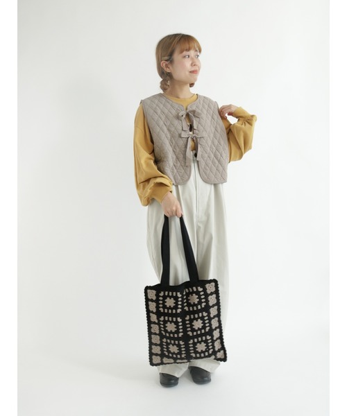 Samansa Mos2(サマンサ モスモス)の「カットキルトベスト(ベスト・レディース・ブラック/カーキ/ベージュ・フリ-)」の8枚目の写真