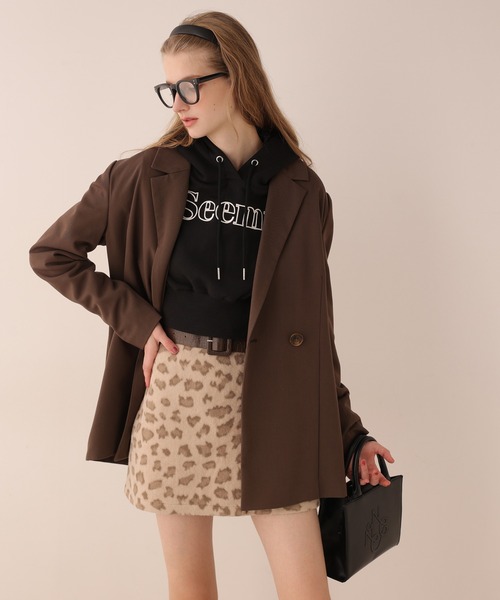Seemi. byNICECLAUP（ シーミーバイナイスクラップ）の「【Seemi】Seemi.太ベルトセットテーラードジャケット（テーラードジャケット・レディース・ブラウン系その他/ピンクベージュ/ブラウン・FREE）」の2枚目の写真
