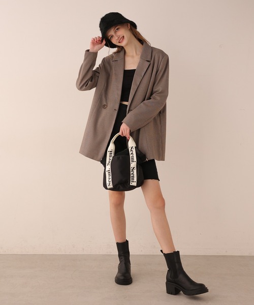 Seemi. byNICECLAUP（ シーミーバイナイスクラップ）の「【Seemi】Seemi.太ベルトセットテーラードジャケット（テーラードジャケット・レディース・ブラウン系その他/ピンクベージュ/ブラウン・FREE）」の8枚目の写真