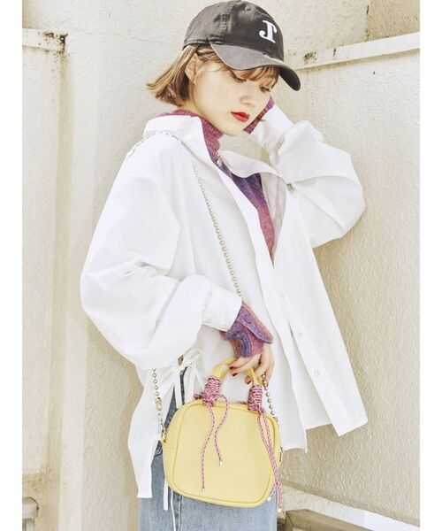 jouetie(ジュエティ)の「サイドリボンロングシャツ(シャツ/ブラウス・レディース・オフホワイト/ブラック/ピンク・MEDIUM)」の9枚目の写真