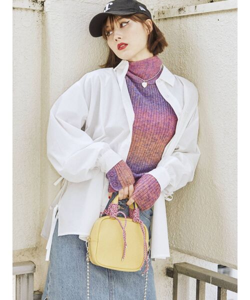 jouetie(ジュエティ)の「サイドリボンロングシャツ(シャツ/ブラウス・レディース・オフホワイト/ブラック/ピンク・MEDIUM)」の10枚目の写真