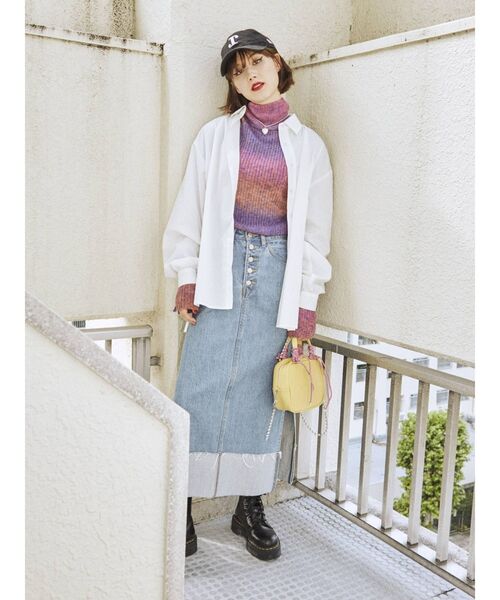 jouetie(ジュエティ)の「サイドリボンロングシャツ(シャツ/ブラウス・レディース・オフホワイト/ブラック/ピンク・MEDIUM)」の12枚目の写真