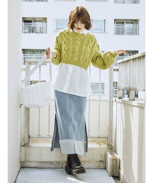 jouetie(ジュエティ)の「サイドリボンロングシャツ(シャツ/ブラウス・レディース・オフホワイト/ブラック/ピンク・MEDIUM)」の15枚目の写真