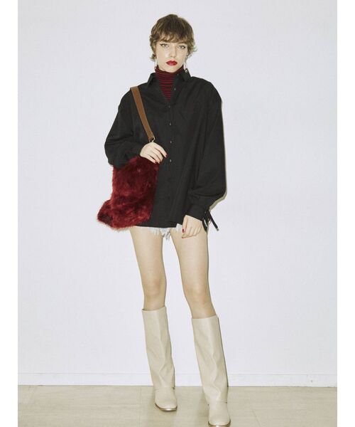 jouetie(ジュエティ)の「サイドリボンロングシャツ(シャツ/ブラウス・レディース・オフホワイト/ブラック/ピンク・MEDIUM)」の21枚目の写真