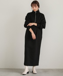 2022 AW 裏起毛ハーフジップワンピース