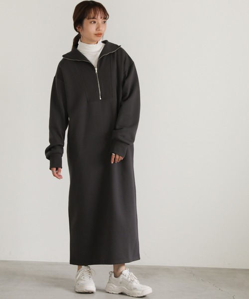 select MOCA（セレクトモカ）の「2022 AW 裏起毛ハーフジップワンピース（ワンピース・レディース・ブラック/アイボリー/チャコール・FREE）」の18枚目の写真