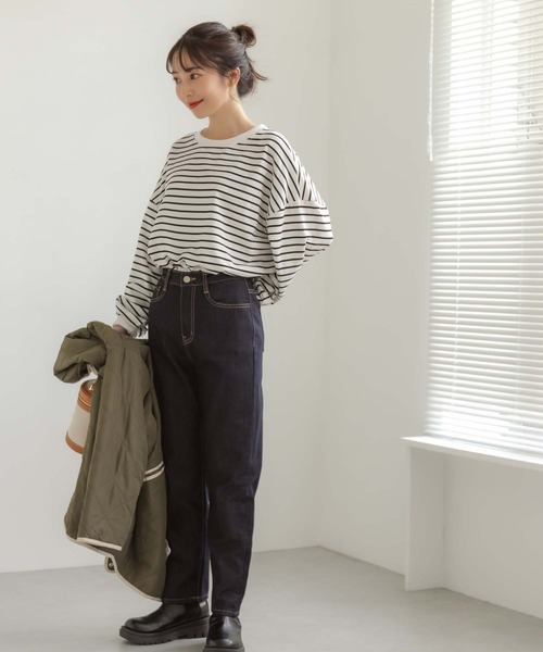 fifth(フィフス)の「ストレッチボーダープルオーバー(Tシャツ/カットソー・レディース・ホワイト/ブラック・M)」の4枚目の写真