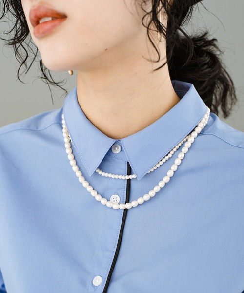 haco!(ハコ)の「光の反射いただきます!首への負担はノーセンキュー TPOに合わせて大小パールを使い分けられるネックレス2本セット(ネックレス・レディース・ホワイト・ONE SIZE)」の9枚目の写真