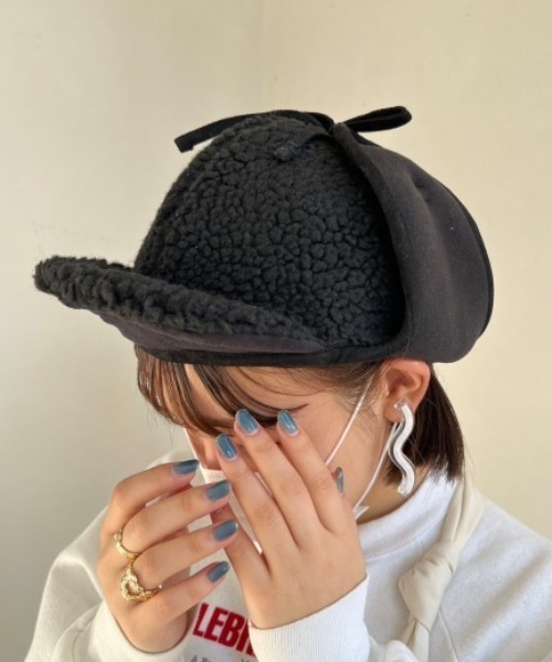nemne store(ネンネストア)の「【nemne】ボアフライトキャップ(キャップ・レディース・ブラック/ベージュ・フリー)」の2枚目の写真