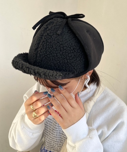 nemne store(ネンネストア)の「【nemne】ボアフライトキャップ(キャップ・レディース・ブラック/ベージュ・フリー)」の7枚目の写真