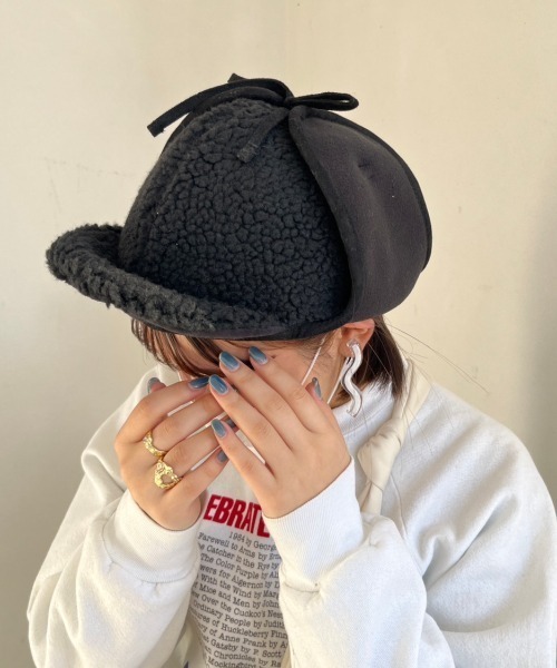 nemne store(ネンネストア)の「【nemne】ボアフライトキャップ(キャップ・レディース・ブラック/ベージュ・フリー)」の3枚目の写真