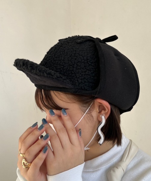 nemne store(ネンネストア)の「【nemne】ボアフライトキャップ(キャップ・レディース・ブラック/ベージュ・フリー)」の10枚目の写真