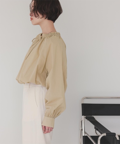 titivate(ティティベイト)の「リボン付きAラインギャザーブラウス(シャツ/ブラウス・レディース・ライトグリーン/ピンク/アイボリー/ブラック/ブルー/ネイビー/ライトベージュ・S/M/L)」の18枚目の写真