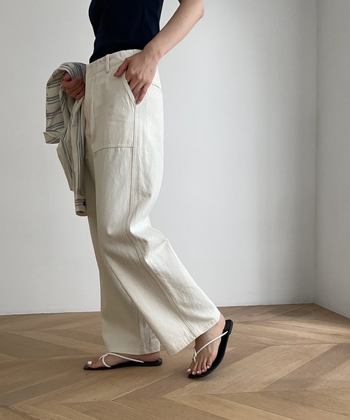 RED CHOP WORKS(レッドチョップワークス)の「RED CHOP WORKS(レッドチョップワークス) コットンワークストレートパンツ(その他パンツ・レディース・キナリ/ネイビー・34/36/38)」の3枚目の写真