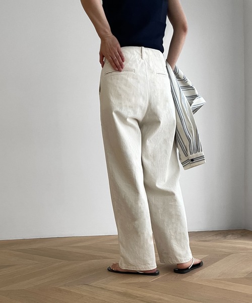 RED CHOP WORKS(レッドチョップワークス)の「RED CHOP WORKS(レッドチョップワークス) コットンワークストレートパンツ(その他パンツ・レディース・キナリ/ネイビー・34/36/38)」の4枚目の写真