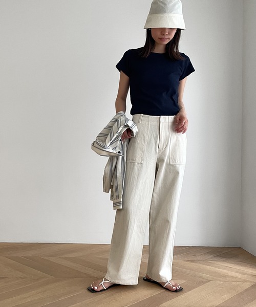 RED CHOP WORKS(レッドチョップワークス)の「RED CHOP WORKS(レッドチョップワークス) コットンワークストレートパンツ(その他パンツ・レディース・キナリ/ネイビー・34/36/38)」の5枚目の写真